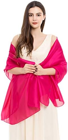 REEMONDEWomens Sheer Bubble Chiffon Shawls Bridal Wedding Wraps Scarves Satin Shawls for Evening Dresses