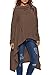 Dokotoo Womens Cotton Casual High Low Loose Long Sleev Tunic Sweatshirt Hoodies Pockets Brown Coffee (US 16-18)XL