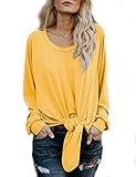 Knot Tie Front Tunic Tops for Women, Juniors Tops and Blouses Off the Shoulder T Shirts (M, Yellow)