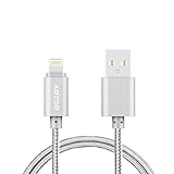 ABTOR 3ft/1m Lightning to USB Cable 8 Pin Charger Cord Nylon Date Cable USB 2.0 for Iphone 6s 6 Plus 5s 5, Ipad Mini 4 3 2, Ipad Pro Air 2 (Silver)