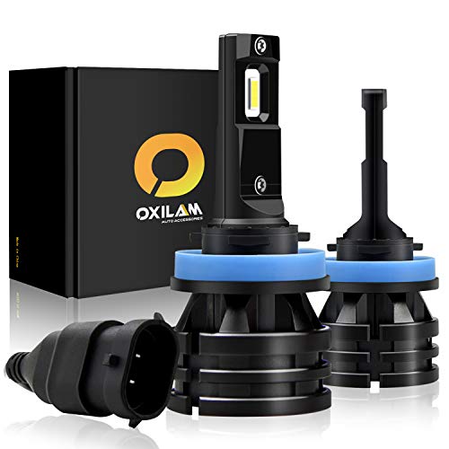 OXILAM H8-H11-LED-Headlight Bulbs [ Mini Size ] 10,000 Lumens Extremely Bright All-in-One Conversion Kit Day Running Light 6000K Cool White-2 Year Warranty (Pack of 2)