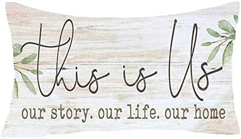 ASTIHN This is Us Our Story Our Life Our Home Retro Board Watercolor Leaves Inspirational Motto Cotton Throw Pillow Cover Cushion Case Home Chair Office Decorative Rectangle 12 X 20 inches