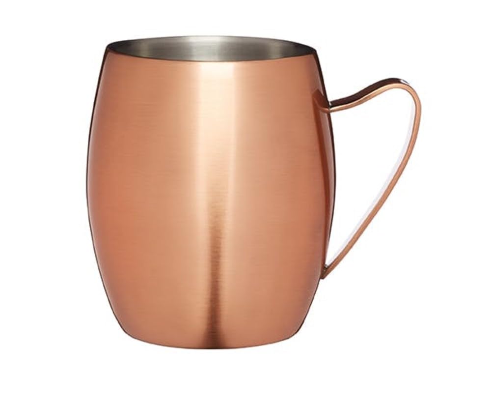 BarCraft Copper Moscow Mule Mug, 370ml Double Walled Stainless Steel Cocktail Cup, Copper Drinking Mug for Cocktails, Drinkware Gift