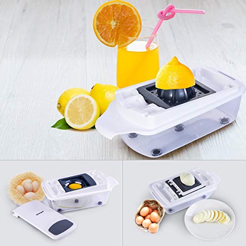 Vegetable Chopper, Ommani Onion Chopper 12 in 1 of Less Vapor, Professional 420 Detachable Blades Vegetable Slicer Cutter, 1.5 Liters Large Container/Finger Guard/Brush, Easy to Clean, BPA Free