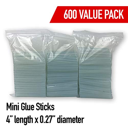 Mini Hot Glue Gun Sticks (Huge Bulk Pack of 600) 4" and 0.27 Diameter - Compatible with Most Glue Guns