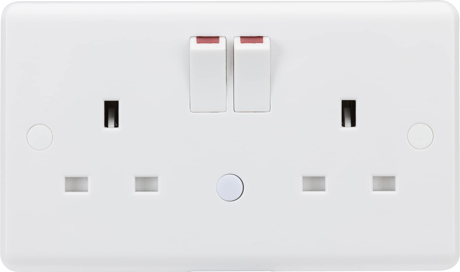 Knightsbridge 13A 2G DP Switched Socket with Night Light Function, Double Pole Switch, Automatic On-Off-On Operation, White