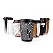 #1 Modern Disposable Coffee Cups with Lids and Stirrers (50 pack) - 12 oz Double Wall Insulated Hot Paper Cups with Accessories - Stylish Beverage Cups for Hot Cold Drinks (Paddle Art Design, 12 oz)