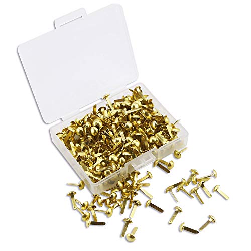 Wpxmer 600 Pcs Mini Brads Round Paper Fasteners Brass Pastel Metal Brads with Storage Box for Scrapbooking Crafts DIY Paper, Gold and Silver