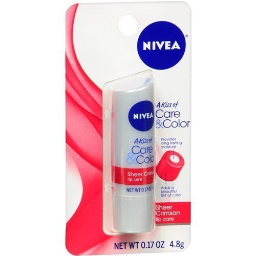 Nivea Lip Care A Kiss of Care & Color, Sheer Crimson--0.17 oz (4.8 g)