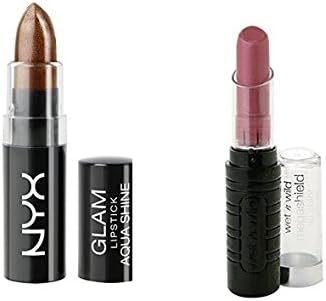 KIXTI 2 Pcs: Wet n Wild MegaShield SPF 15 Lip Color 360S Birthday Suit &amp; NYX Cosmetics Glam Lipstick Aqua Luxe Jet Set