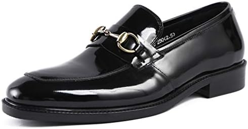 ビットローファー メンズ 本革 エナメル 革靴 スリッポン ゴールド ビット Uチップ ドライビング ビジネス カジュアル 黒