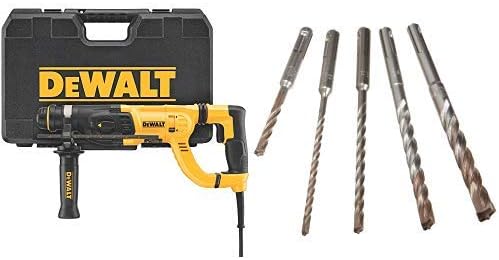 DEWALT D25262K D-Handle SDS Rotary Hammer with Shocks 1" with DEWALT DW5470 5-Piece Rock Carbide SDS Plus Hammer Bit Set