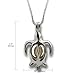 Pearlina Turtle Necklace Cultured Pearl in Oyster Set Silver tone Plated Cage W/Stainless Steel Chain 18