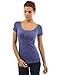 PattyBoutik Women Scoop Neck Empire Waist Raglan Top (Blue Medium)