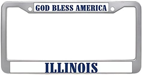 Dasokao GOD BLESS AMERICA ILLINOIS Car License Plate Frames For Women， Personalized Plate Frame Girly Standard Size For US Car