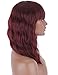 Kalyss Short Synthetic 99J Burgundy Wig with Hair Bangs Short Wavy Curly Wig for Women -Natural Looking and Heat Resistant Full Head Hair Replacement Wig for Daily Wear or Costume Wig