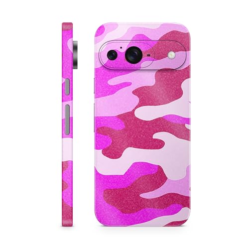 Glossy Glitter Phone Skin Compatible with Google Pixel 9 - Pink Camo - Premium…