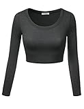 Simlu Juniors Charcoal Short Top, Summer Cropped Top with Long Sleeves