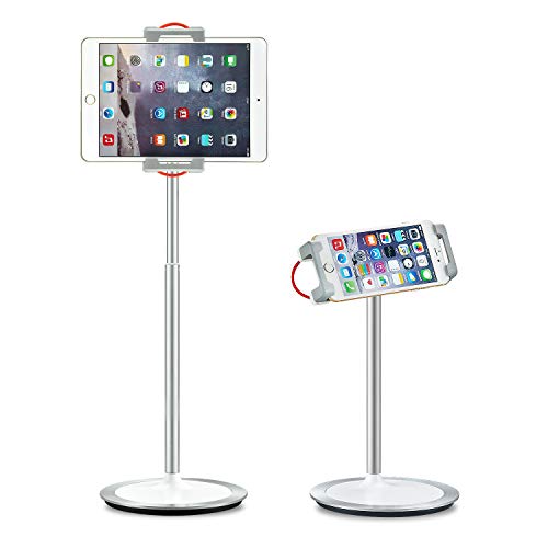 SAIJI iPad Stand for Desk - Tablet Holder Extra-Height 360° Rotating Adjustable Aluminum Alloy Cradle for 4.7