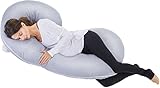 PharMeDoc Total Body Pillow with Jersey Cover - The World's Most Comfortable Maternity / Pregnancy Cushion - With Zipper - Full Contoured Snuggle Support System