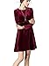 K&S Women's Gold Velvet Long Sleeve Flare Loose Short Dress (XL, Wine Red)