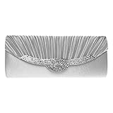 Fashion Road Evening Clutch, Womens Elegant Rhinestone Pleated Clutch Purses For Wedding & Party