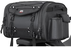 KEMIMOTO Motorcycle Travel Luggage Bags, 60L Expandable Large Capacity Motorcycle Tail Bag, Waterproof Rear Rack Trunk, Motor Pannier Bag with Rain Cover and Straps