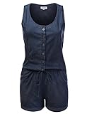 JJ Perfection Women's Sleeveless Chambray Denim Button Up Romper