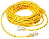 Coleman Cable 01788 10/3 Insulated Outdoor Extension Cord with Lighted End, 50-Foot