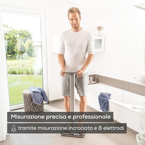BF 1000 Super Precision Bilancia Diagnostica Professionale con Misurazione Incrociata, Connessione Bluetooth e con Portata fino a 200 Kg, Metallo, Nero