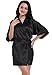 Admireme Women's Kimono Robes Satin Nightdress Pure Colour Short Style with Oblique V-Neck