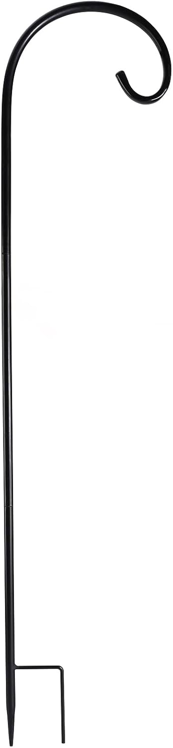 Outdoor Shepherd's Hooks - GSM Brands Shepherds Hook 65 Inch, Black, Adjustable Design.5 Thick Yard Decor for Hanging Up to 20 lbs.