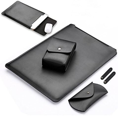 Laptop Sleeve Bag for Apple Macbook Air - DAODER Leather Cover Case For MacBook Air &amp; MacBook Pro with Retina Display 13.3-inch Briefcase Including Charger Bag, Mouse Bag, Cable Organizer (Black)