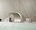 Rozin Widespread 3 Holes Waterfall Bathroom Basin Faucet Double Handles Mixer Tap Brushed Nickel
