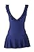 MiYang Women's One-piece Ruched Halter Push Up Slim Swim Dress, Deep Blue, XS