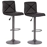 BestMassage Bar Stools Counter Height Adjustable Swivel Barstool Set of 2 with Back PU Leather Kitchen Counter Stools Dining Chairs