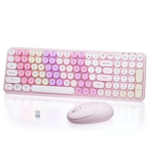 MPTOG Retro Typewriter Wireless Keyboard and Mouse Combo (Pink) at Amazon