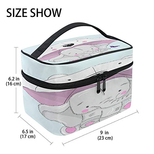 Xling Makeup Bag Cute Animal Elephant Umbrella Cosmetic Case Travel Portable Carry Cosmetic Brush Box Organizer Storage for Girls Women