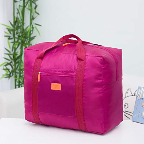 Chenway Waterproof Duffel Bag for Moving, Large Capacity Carry on Zipper Solid Durable Nylon Foldable Package Versatile Luggage Bags Organizers Carry on (Rose red)