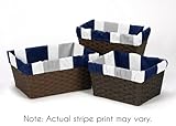 Set of 3 One Size Fits Most Basket Liners for Navy and Gray Stripe Bedding Sets