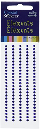 Mark Richards Elements Crystal Stickers 1663 Self-Adhesive 120-Piece Round Rhinestones Crystal Sticker Strips, 3mm, Royal Blue