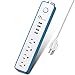 ONSMART USB Surge Protector Power Strip, 4 Multi Outlets with 4 USB Charging Ports, 3.4A Total Output-600J Surge Protector Power Bar, 6 ft Long UL Cord, Wall Mount-Blue…