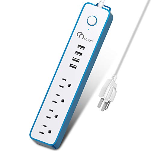 ONSMART USB Surge Protector Power Strip, 4 Multi Outlets with 4 USB Charging Ports, 3.4A Total Output-600J Surge Protector Power Bar, 6 ft Long UL Cord, Wall Mount-Blue