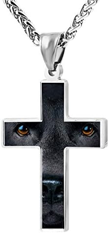 Patriotic Cross Black Lab Face Religious Lord's Prayer Jewelry Pendant Necklace