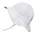JAN & JUL Toddler Girls White Cotton Sun Hats 50 UPF, Drawstring Adjustable, Stay-on Tie (M: 6-24m, Floppy Hat: Tiny Eyelet - Toggled Chinstrap)