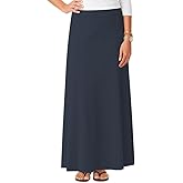 Baby'O Women's Stretch Cotton Knit Panel Maxi A-Line Skirt