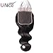 UNice Hair Brazilian Body Wave 5x5 Lace Closure Free Part with Baby Hair, 100% Unprocessed Human Virgin Hair Natural Color (14'' Closure)