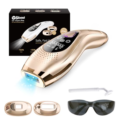 IPL Women's Laser Epilator with Cooling Function, IPL Epilator for Women and Men, Hair Removal Device for Face, Legs, Armpits and Bikini Area, 9 Energy Levels Rose Gold Pro