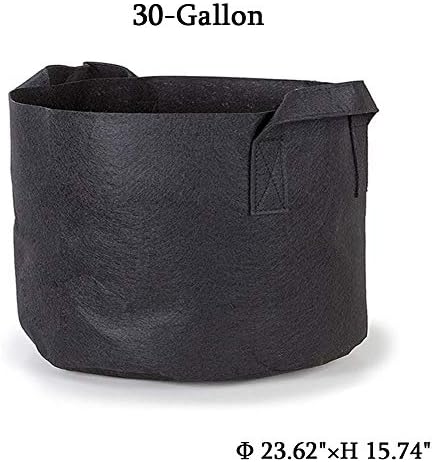 YILE 15/20/30/50/75 Gallon 1/2/5-Pack Black Felt Pots Garden Plant Grow Bag Pouch Root Container Garden Pots Planters Supplies (1, 30-Gallon)