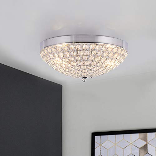 Beyonds Modern Elegant Ceiling Light Flush Mounted Crystal Ceiling Lamp, 11.8" X 4.72", Chandelier Pendant Light Fixtures for Living Room, Foyer, Hallway, Office, Stairway